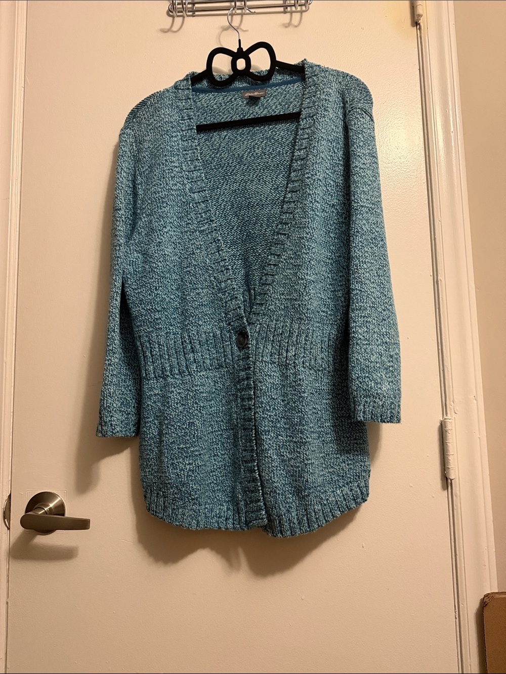 Eddie Bauer Teal Marled Button-Front Cardigan